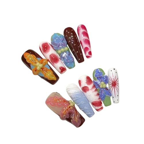 quopvn Green Personalized Long Manicure Handmade 3D Relief Spice Girl