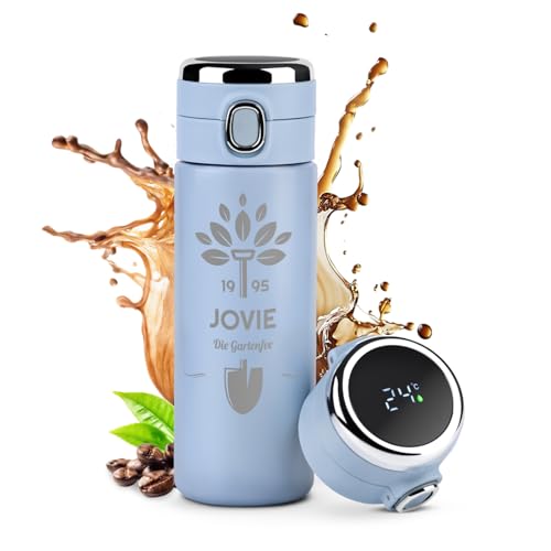 Maverton Thermobecher mit Gravur 400 ml - Kaffeebecher mit LED-Temperaturanzeige - Trinkflasche...