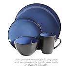 Gibson Elite Soho Lounge Round Reactive Glaze Stoneware Dinnerware Set, Service for 4 (16pc), Blue, Soho Round. - Image 3