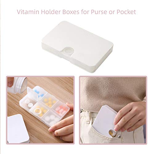 Portable Pill Organizer, 6 Compartments Travel Pill Case For Purse Or Pocket -Small Pill Box Dispenser Home Travel Supplement Holder To Hold Medicines, Cod Liver Oil, Supplements (6 Compartments) #TOP3