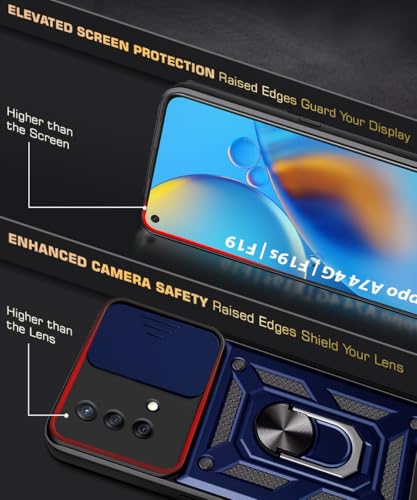 Image of WOW IMAGINE Tough Armor Bumper Mobile Back Case for Vivo V60 5G | V60e 5G | Vivo T4 Pro 5G | Sliding Camera Cover | Shock Proof 360 Protection | Hybrid PC + TPU | Ring Holder with Kickstand - Blue
