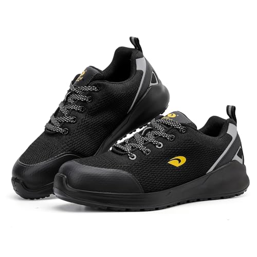 Image of DRKA Steel Toe Shoes for Men, Breathable Lightweight Work Sneakers Safety Shoes for Men with Anti-Static (dr2401-blk-45)
