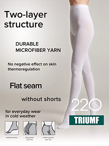 Image of Conte Women's Warm Thick Full Length Black Winter Tights 220 Denier - Triumf
