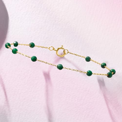 Pure Collection by Ross-Simons 1.60 ct. t.w. Emerald Bead Station Bracelet in 14kt Yellow Gold3