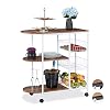 Relaxdays Chariot de Service, Cuisine,3 Supports, paniers, Industriel, métal et MDF, HlP 84x83x37 cm,Blanc,Brun, Acier, 1 élément