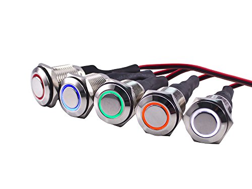 Interruptor LED antivandálico pre-cableado 16mm plata miniatura 4