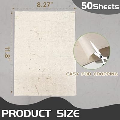 50 Sheets Mulberry Papers Sheets: Natural Fiber Rice Papers Decoupage Tissue Paper