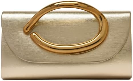 MYHOZEE Evening Clutch Purses for Women Gold Vegan Leather Handbag - 1