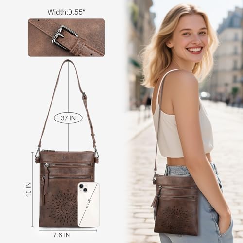 APHISON Crossbody purse for Women, Vegan Leather Sunflower Crossbody Phone Handbags with Adjustable Strap3