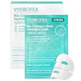 5 Piezas Mascarilla Facial de Colageno,Mascarilla Facial,Masque Collagen,Daily Care Mascarille Facials,Bio Collagen Real Deep Mask,Reafirmante e Hidratante,Mejora de la Elasticidad