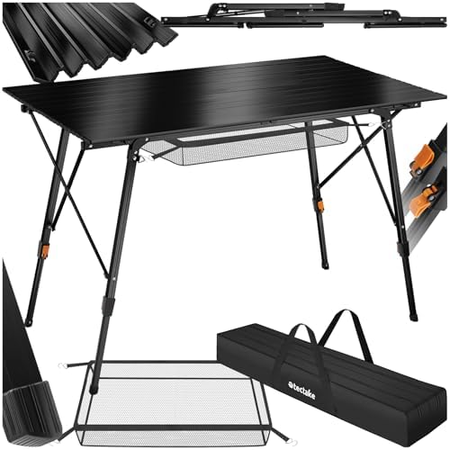 TecTake® Mesa Camping Plegable con Altura Ajustable, Mesa Auxilia...