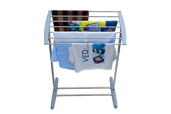 Indoor Balcony Shelf Space Saving Towel Stand Mini Cloth Rack - 7 Rails Airer Folding Clothes Drying Airer Bathroom Towel Rack Laundry Hanger Dryer Rack