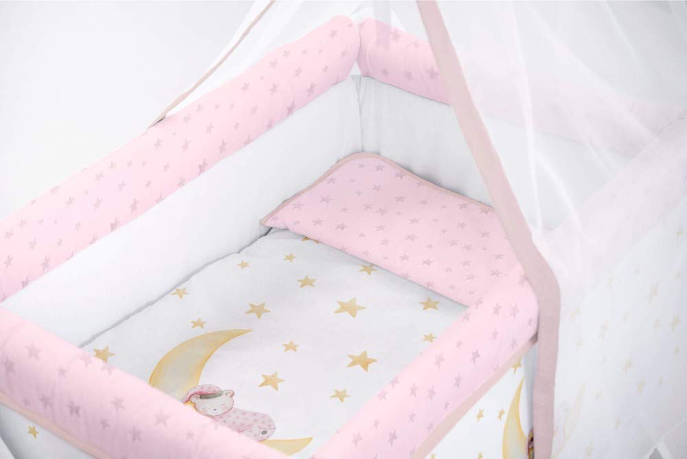 Naf Naf Mini culla + tessuto e velo Marlon Night, colore rosa, 55 x 72 x 90, 8000 g