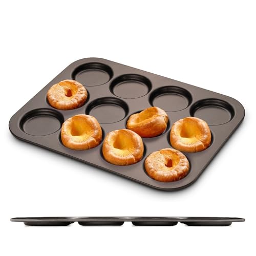 Bandeja de pudín Yorkshire endurecida de 12 tazas, mini lata de pudín Yorkshire, ideal para...