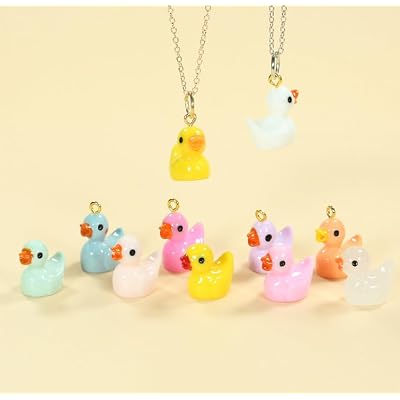 100pcs Mini Resin Duck,15 mm Dollhouse Decor Glow in The Dark for Aquarium Decor Micro Fairy Garden Landscape Hide,Seek Party Toys,Easter Basket Stuffer, Gift for All Ages (4 Green Mix)