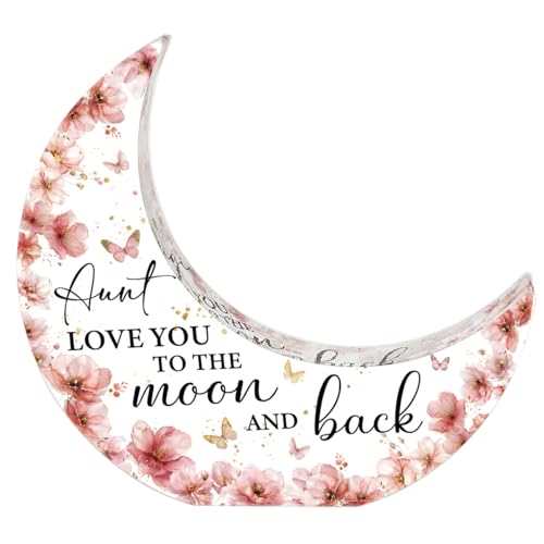 Mothers Day Gifts Aunt Grandma Birthday Grandmother Gift From Grandchildren, Acrylic Moon Decoration Sign Grandma Gift for Christmas Birthday Thanksgiving-Aunt Love You To The Moon And Back