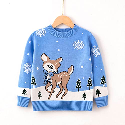 sfdgfhyf Toddler Boys Girls Christmas Deer Sweater Long Sleeve Warm Knitted Pullover Tops Kids Knitted Blouse2