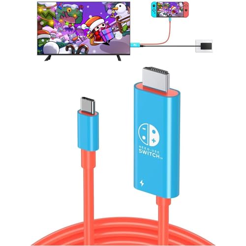Portable HDMI Cable Compatible with Nintendo Switch NS/OLED, This Type-C to HDMI Conversion Cable Replaces the Original Switch Dock for TV Projection Screen, Convenient for Travel, 4K HD, 2m, Blue