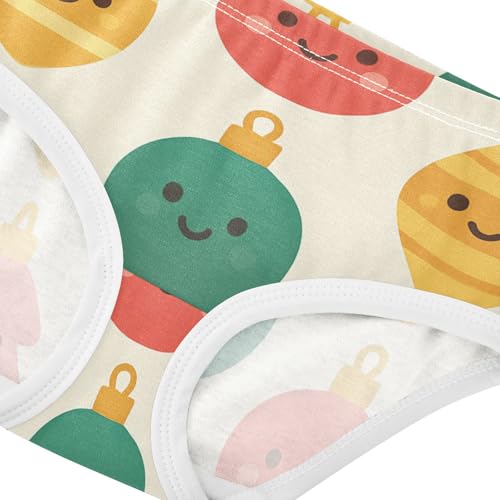 Breathable Girls' Panties Comfort Color for Kids Christmas Ornaments Pattern in Sizes 2T,3T, 4T, 5T, 6Y and 8Y4