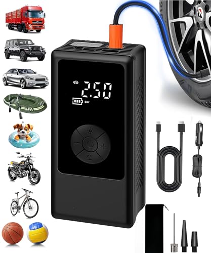 Tire Inflator Portable Air Compressor for Car, Ball Basketball Pump for Sports Balls Auto for Car Tires Bicycle w Gauge Values Display, 150PSI Power Battery Bike Pump Cordless