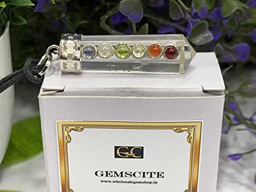 Chakra pendentif de point de crayon en quartz clair de roche taillé - 7