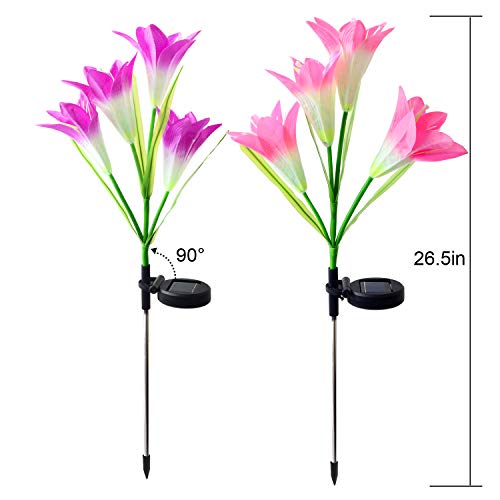 Solar Lawn Light Flower2 Pack（6 Heads） Lily Solar Energy Outdoor Garden Light, Garden Light Outdoor Decoration, Outdoor Light Pile,Solar energyStatue lamp， Garden Stakes Decorative,Lawn Garden，Lily - Thumbnail 2