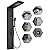 BWE LED Shower Panel Tower System Matte Black 5-Function Shower Column with Rainfall Waterfall Shower Head 4 Body Jets with Tub Spout Water Temperature Display Wall Mount