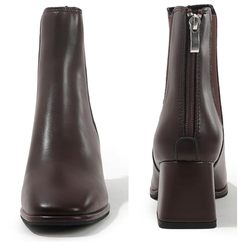 DADAWEN Women's Elastic Gore Chelsea Boots Chunky Block Heel Ankle Booties4