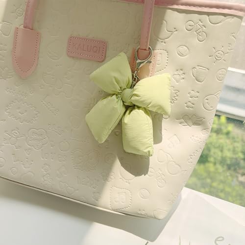 Image of Pink Bow Keychain Bag Charms Y2K Bowknot Plaid Keychains Coquette Aesthetic Purse Handbag Backpacks Charms (Green)