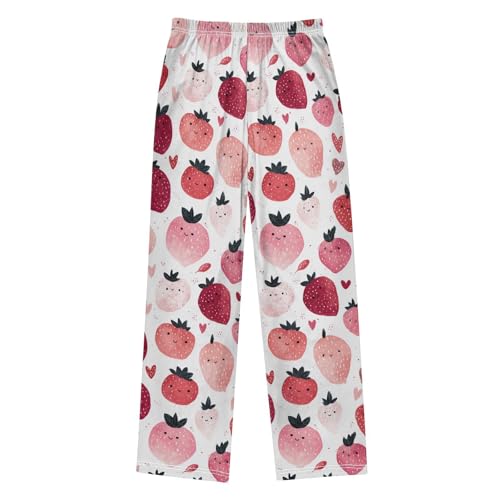 Pattern Of Strawberries Pajama Pants Soft PJ Bottoms Lounge Pants for Sleepwear Sport Size 6–14 Years2