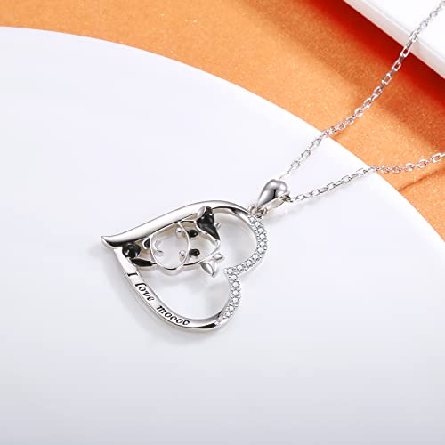 925 Sterling Silver Cow Necklace Pendant - Cow Print Jewelry for Women's Birthday Gifts3