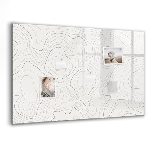 Tableau en verre magnétique 90x60 cm motif abstrait avec aimants néodyme et marqueur pour bureau