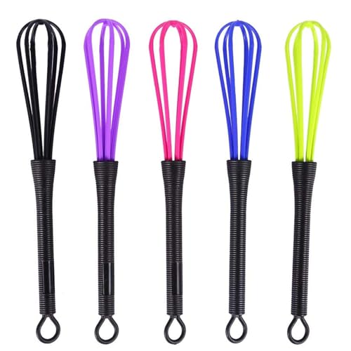 Kitchen Whisk, 5PCS Plastic Salon Hand Whisk Hair Color Dye Cream Whisk for Mixing Baking Whisking Beating Frothing Stirring