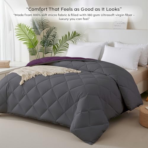 Image of AYKA Reversible AC Comforter 150 GSM Lightweight Microfiber Summer Blanket for Single Bed (60x90 Inches) | Soft Cooling Quilt, Breathable All Season Duvet for AC Room | Burgundy & Grey