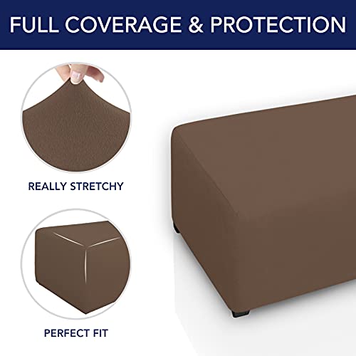 Image of PureFit Stretch Rectangle Ottoman Cover Footstool Cover, Brown