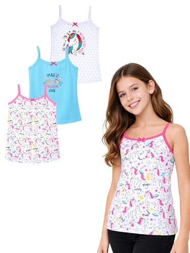 Image of Kids Girl's Regular Fit Vest | 100% Cotton| Skin Friendly | Lightweight | Sleeveless Design | Pack of 3 Print (Color & Print May Vary)