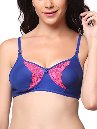 Image of Clovia Women's Cotton Rich Solid Non-Padded Full Cup Wire Free Everyday Bra - Dark Blue