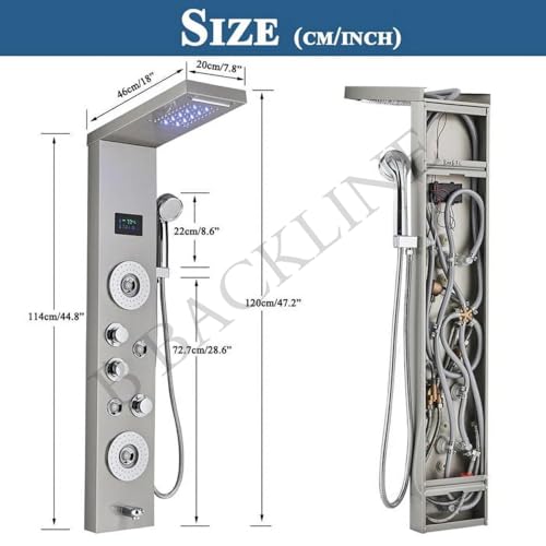 Image of Shower Panels For Bathroom 7 in 1 Multifunction With 5 Function Hand Shower, SS304 Grade, Shower System With LED Rainfall Shower, Hot & Cold Water Adjustable, Massage Spray & Water Spout