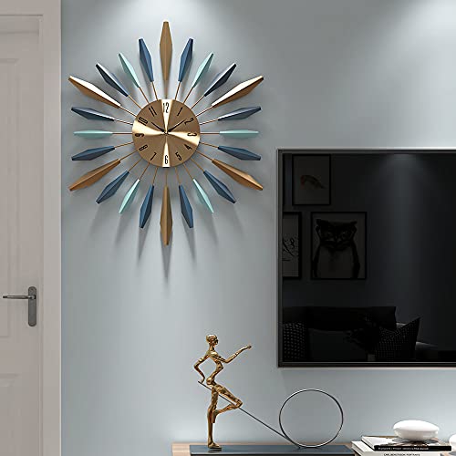 Yisiteone Large Wall Clock Metal Decorative, Mid Century Silent Non-Ticking Big Clocks, Modern Home Decorations For Living Room,Bedroom,Dining Room, Office, 22 Inch #TOP2