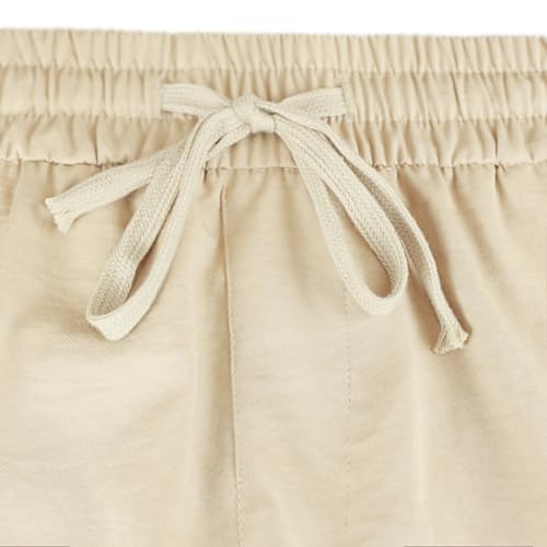 Medapo Cotton Cargo Pants for Men 2025 Summer Casual Drawstring Elastic Waist Workout Beach Vacation Shorts with Pockets Apricot XL by Medapo - Used condition - Image 4