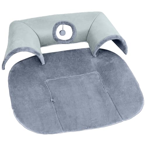 屋内猫用猫トンネル、U字型猫洞 洗える猫ベッド - 猫用プレイソファ ぬいぐるみボール付き 折りたたみ式ペット用品 小型猫用