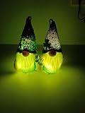 Shimkong 2 Packs St Patricks Day Gnomes Plush Decorations with Light Leprechaun Doll Decorations Irish Green Shamrock Gift Tomte for Ornaments