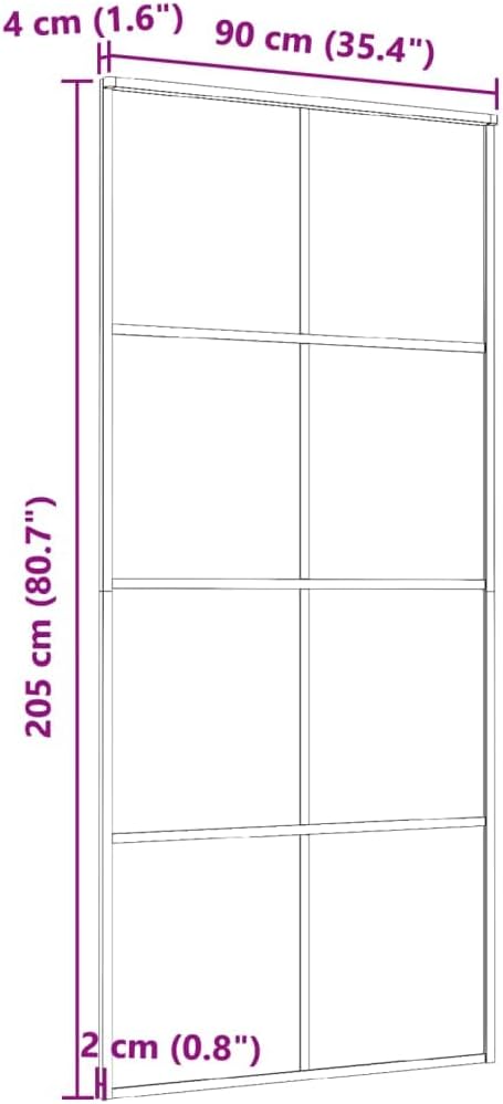 Dimensions of vidaXL Aluminum Sliding Door