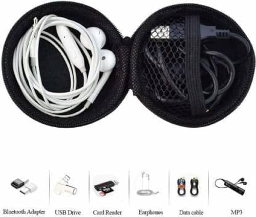 Grace Earphone Headphone Carrying Case Pouch Cover for Earphones | Compact Storage for Earphones, Headsets, Pen Drives, SD Cards, Charging Cables | Black (Pack of 1) 4 41ytTwoakCL