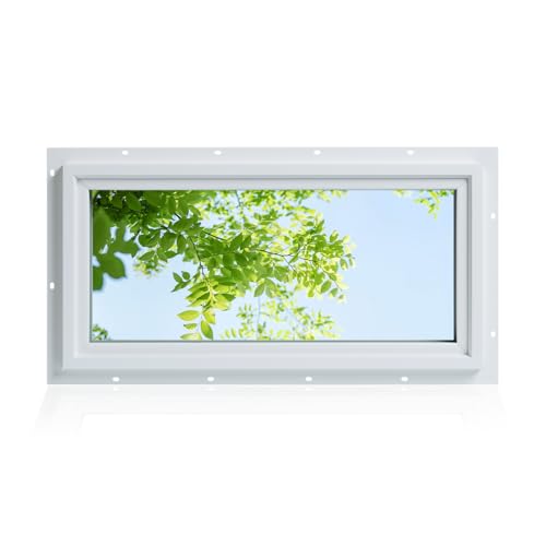 12'x24' Vinyl Transom Window,Low-E Glass with Argon Gas,Double-Pane Insulated Tempered Clear Glass Fixed Picture Window (White)