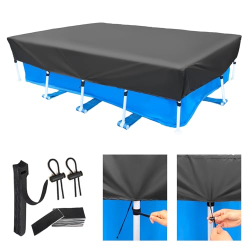 Bâche Piscine rectangulaire 450 x 220 cm Bâche de Couverture 4,50 x 2,20m avec Cordon pour Piscines Hors-Sol Imperméable et Anti-poussière