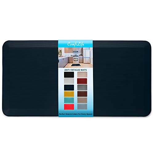 ComfiLife Anti Fatigue Floor Mat – 3/4 Inch Thick Kitchen Mats for Floor, Standing Desk Mat, Kitchen Rug – Comfort at Home, Office – Durable – Stain Resistant – Non-Slip Bottom (24" x 70", Navy)