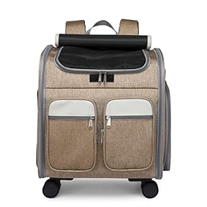 Pet Carrier Rugzak, Pet Travel Carrier Ademende Kat Hondentas Dragers Trolley Kar met Wielen/Opvouwbaar Huisdier met Grote Ruimte Ontwerp en Meerdere Zakken (Kleur: Blauw)