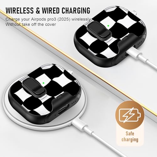 Image of Compatible Airpods Pro 3 Case (2025) with Phone Stand & Cleaner Kit,Cute Soft Silicone Lock Clip Apple AirPods Pro 3rd Generation Case, Airpod Pro 3 Cover with Keychain for Women /Girls