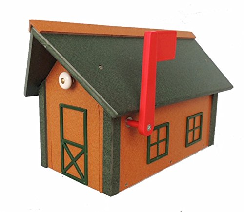 All-Poly Mailbox Cedar w/Green Trim and Green Roof Amish Made in USA
